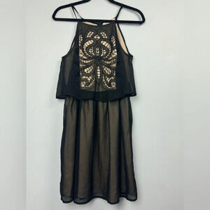 Altar’d State Black Sheer Embroidered midi dress size Medium